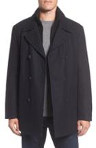 Men's Marc New York Burnett Peacoat With Rib Knit Bib, Size - Blue