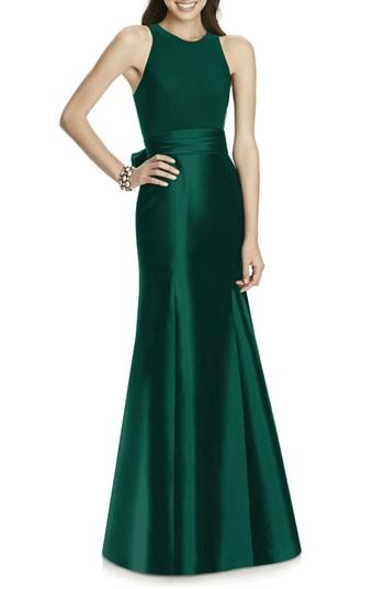 Women's Alfred Sung Mikado Jersey Bodice Trumpet Gown - Green