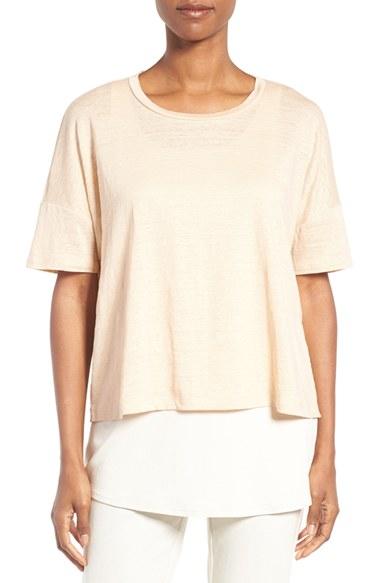 Women's Eileen Fisher Organic Linen Jersey Tee - Coral