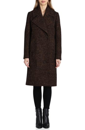 Women's Badgley Mischka Notch Collar Boucle Wool Blend Coat