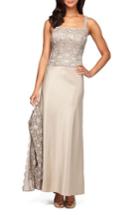 Women's Alex Evenings Sequin Lace & Satin Gown With Jacket - Beige