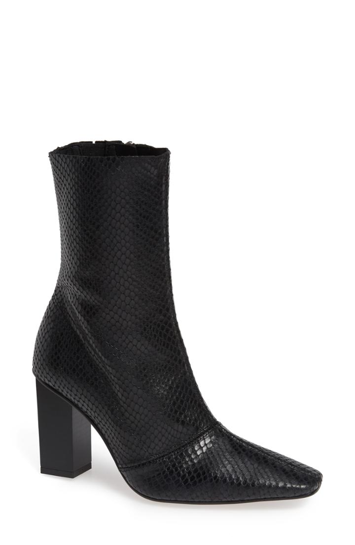 Women's Topshop Henna Snake Embossed Leather Bootie .5us / 41eu M - Black