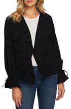 Women's Cece Open Front Short Trench Coat - Black