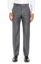 Men's Zanella Parker Flat Front Solid Wool Trousers - Grey