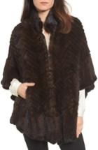Women's Belle Fare Genuine Mink Fur Poncho, Size - Brown