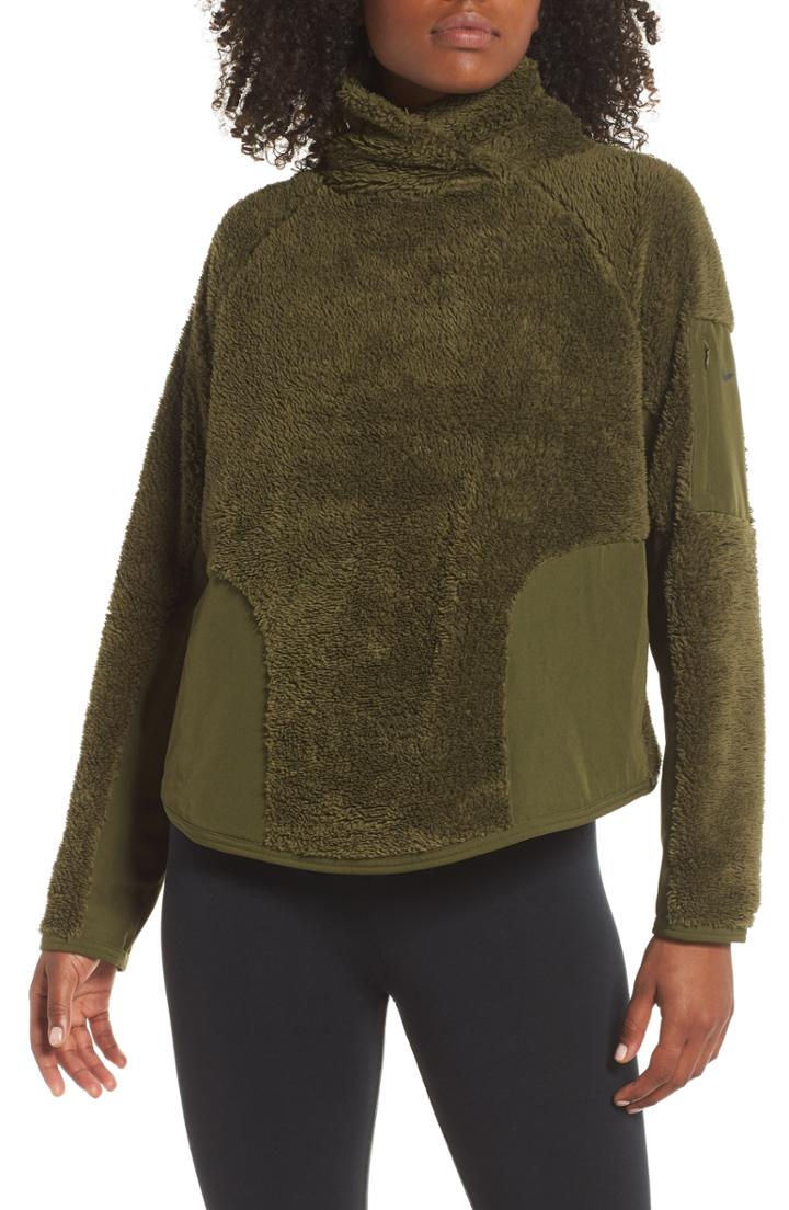 Women's Nike Fleece Mock Neck Top - Green