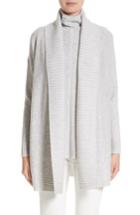 Women's Lafayette 148 New York Vanise Rib Trim Cashmere Cardigan, Size - Grey