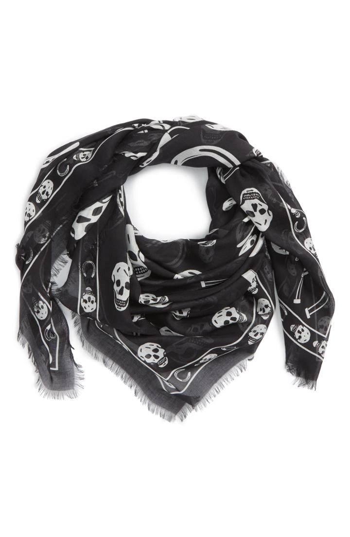 Men's Alexnader Mcqueen Skull Modal & Silk Scarf
