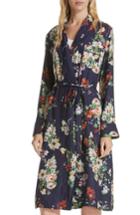 Women's The Great. Floral Silk Robe Jacket - Blue