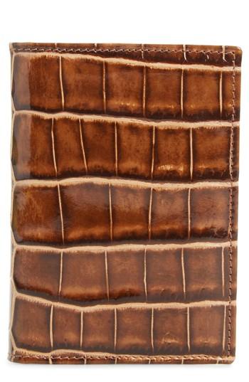Men's Mezlan Alligator Leather Trifold Wallet - Brown