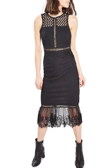 Women's Topshop Mesh & Lace Midi Dress