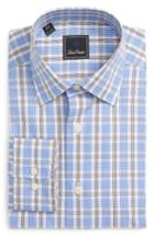 Men's David Donahue Regular Fit Check Dress Shirt 32/33 - Brown