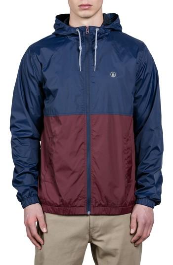 Men's Volcom Ermont Hooded Windbreaker, Size - Blue