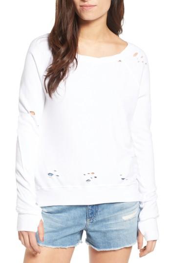 Women's Pam & Gela 'annie' Destroyed High/low Sweatshirt - White