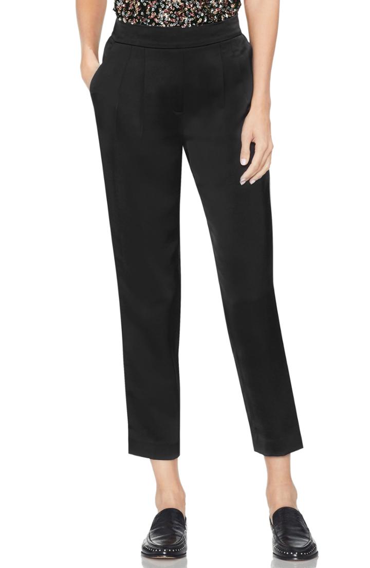 Women's Vince Camuto Slim Leg Crop Satin Pants - Black