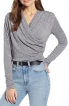 Women's Something Navy Wrap Front Knit Top - Grey