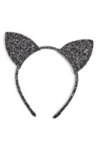 Topshop Glitter Cat Ears Headband, Size - Black