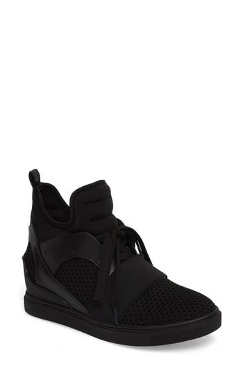 Women's Steve Madden Lexie Wedge Sneaker M - Black