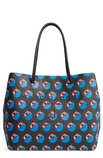 Marc Jacobs Logo Scream Leather Tote - Black
