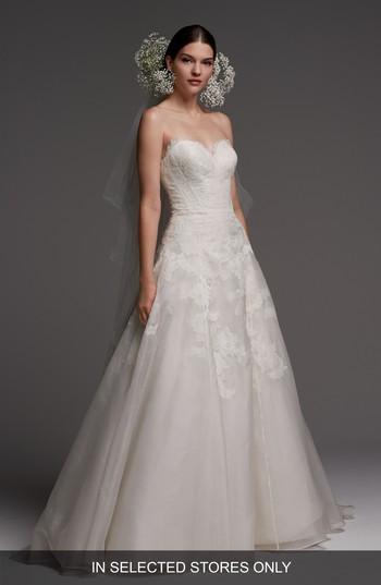 Women's Watters Luxembourg Strapless Lace & Organza Ballgown, Size In Store Only - Ivory