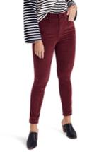 Women's Madewell 10-inch High Waist Velveteen Skinny Jeans - Green