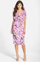 Women's Fraiche By J Shirred Print Midi Dress - Pink