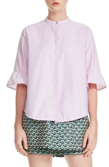 Women's Maje Charly Cotton Ruffle Sleeve Top - Pink