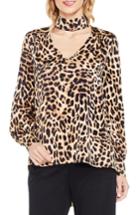 Women's Vince Camuto Long Sleeve Animal Choker Blouse - Black
