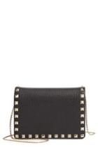 Women's Valentino Garavani Rockstud Leather Pouch Wallet On A Chain - Black