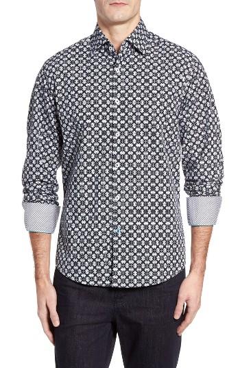 Men's Stone Rose Medallion Tile Print Sport Shirt