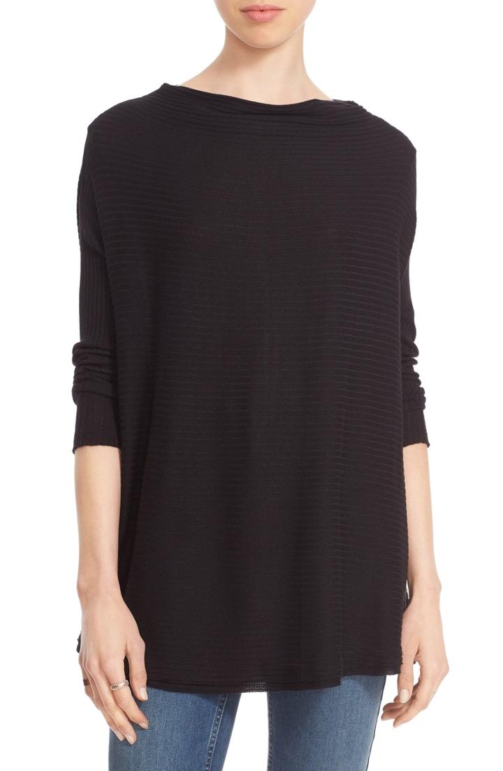 Women's Free People Lover Rib Split Back Pullover, Size - Black