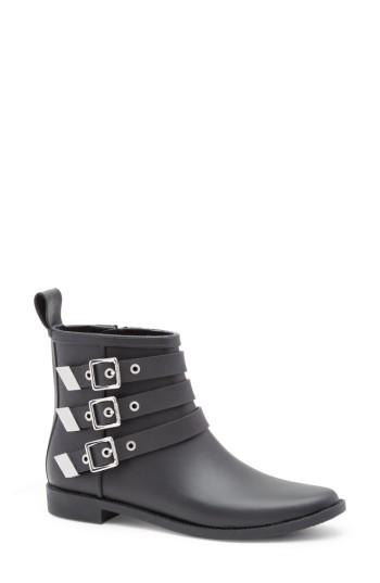 Women's Loeffler Randall Nash Buckle Strap Rain Bootie M - Black