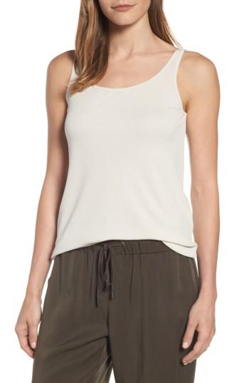 Women's Eileen Fisher Long Scoop Neck Camisole, Size Small - Beige (regular & ) (online Only)
