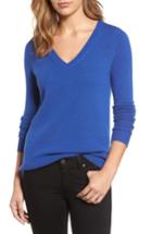 Women's Halogen V-neck Cashmere Sweater - Blue