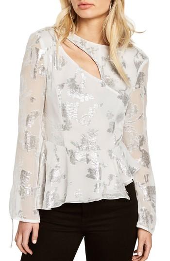 Women's Bardot Metallic Cutout Silk Blend Blouse