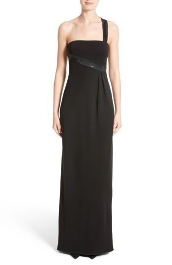 Women's Armani Collezioni Crystal Trim Matte Jersey Gown - Grey