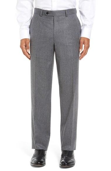 Men's David Donahue 'ryan' Classic Fit Trousers R - Grey