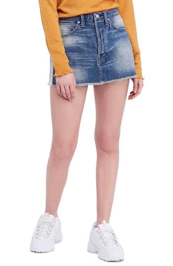 Women's Free People Rugged A-line Denim Miniskirt - Blue