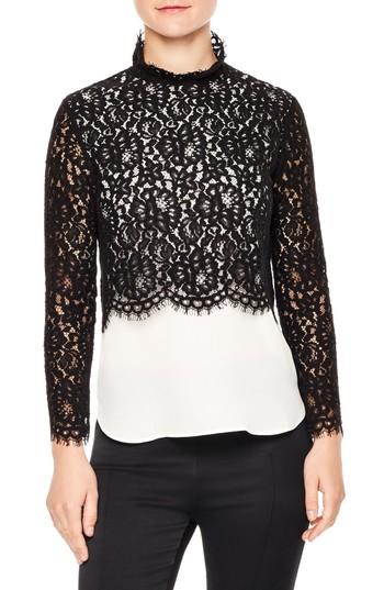 Women's Sandro Malia Lace Top - Black