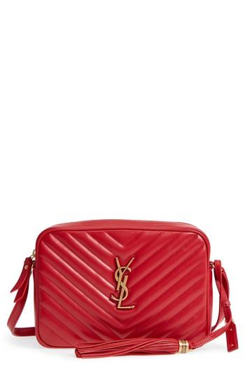 Saint Laurent Medium Lou Calfskin Leather Camera Bag - Burgundy