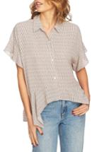 Women's 1.state Mini Houndstooth High/low Blouse - Pink
