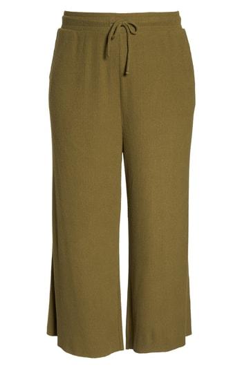 Women's Bp. Ribbed Wide Leg Crop Pants - Green