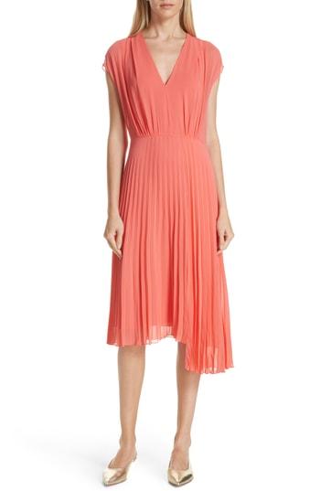 Women's Lewit Pleat Chiffon Dress - Coral