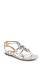 Women's Badgley Mischka 'cara' Crystal Embellished Flat Sandal M - Metallic