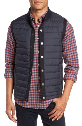 Men's Barbour 'essential' Tailored Fit Mixed Media Vest, Size - Blue