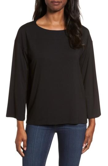 Women's Eileen Fisher Boxy Jersey Top, Size - Black