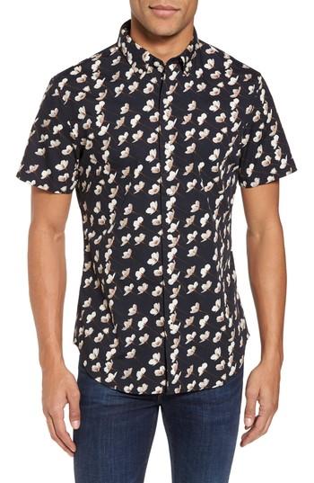 Men's Bonobos Slim Fit Floral Print Sport Shirt, Size - Black