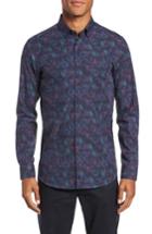 Men's Ted Baker London Modern Slim Fit Palm Print Sport Shirt (m) - Blue