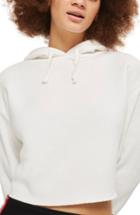 Women's Topshop Crop Hoodie Us (fits Like 0-2) - White