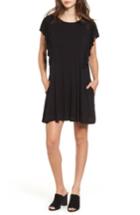 Women's Socialite Ruffle Sleeve T-shirt Dress - Black